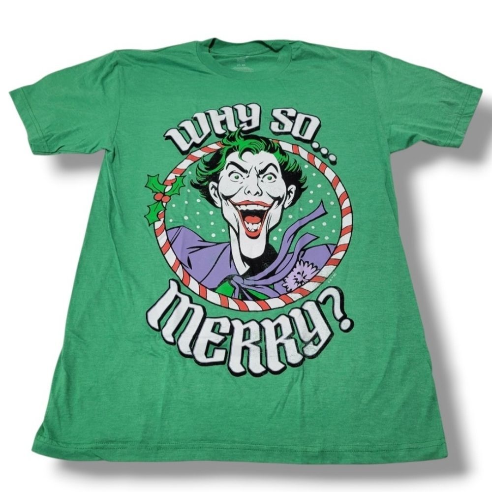 DC Comics Batman T-Shirt Size Large Tall The Joker Graphic Tee Holiday Christmas